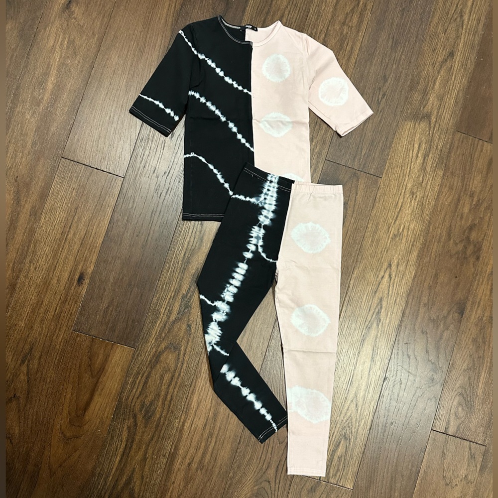 Noggi matching set tie dye pink black